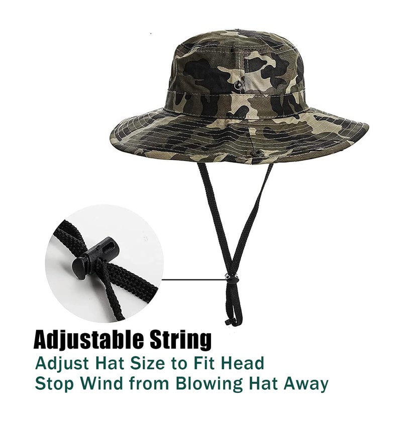Eohak Kids Boys Camo Sun-Hat Bucket Hat Outdoor Fishing Hat Summer Beach Hat - Image 3